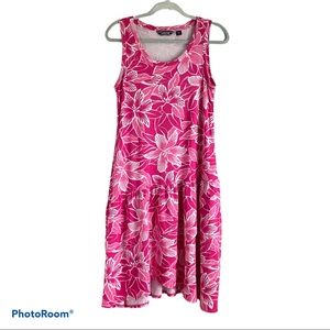 Lands’ End Pink Tropical Floral Dress S
